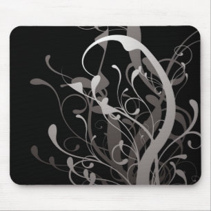 abstract floral black mouse pad