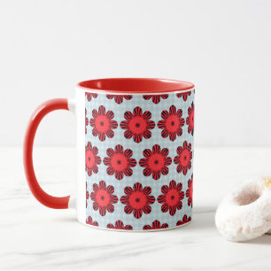 Abstract floral bouquet bright red and black mug