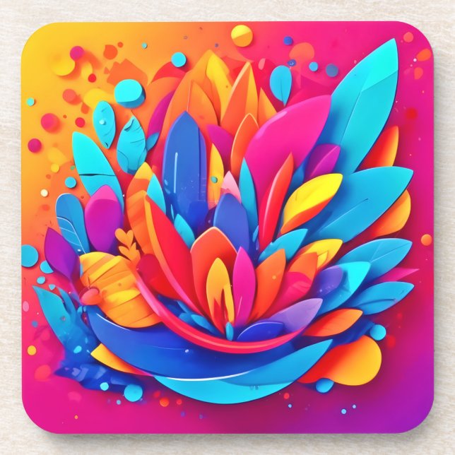 Abstract Floral Burst Coaster (Front)