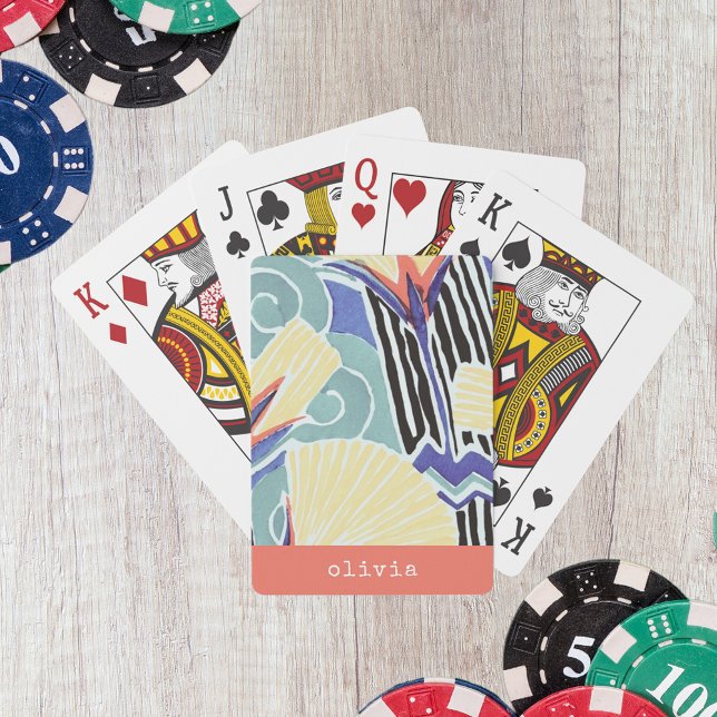 Abstract Floral by E.A. Séguy Personalized Name Playing Cards (Creator Uploaded)