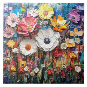 Abstract Floral Ceramic Tile