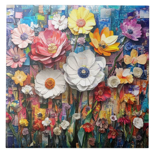 Abstract Floral Ceramic Tile (Front)