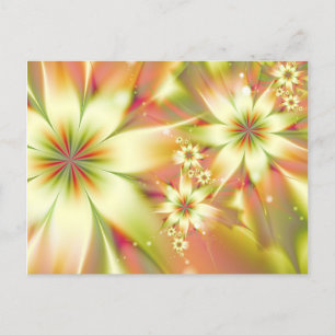 Abstract Floral Colourful Flowers Elegant Pretty Postcard