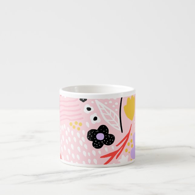Abstract Floral: Creative Vintage Design. Espresso Cup (Front)