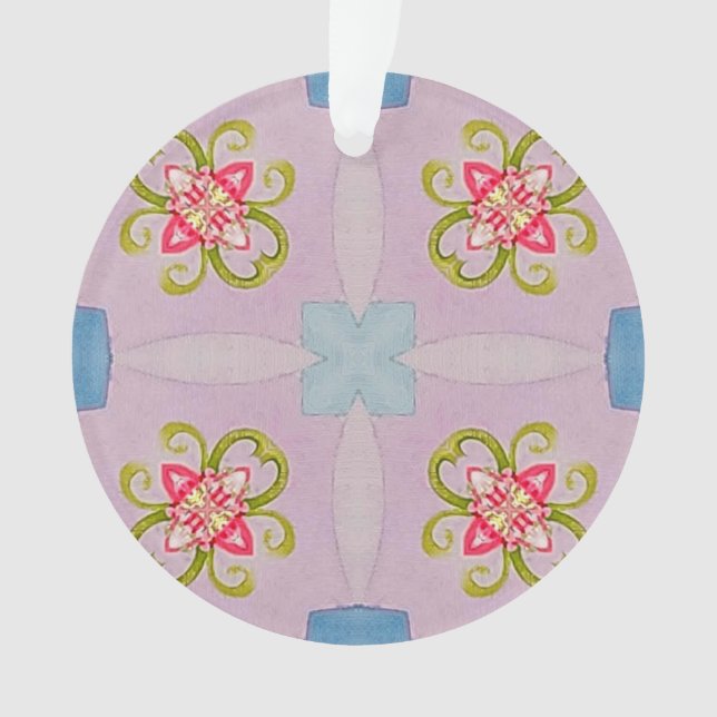 Abstract Floral Cross Acrylic Ornament (Front)