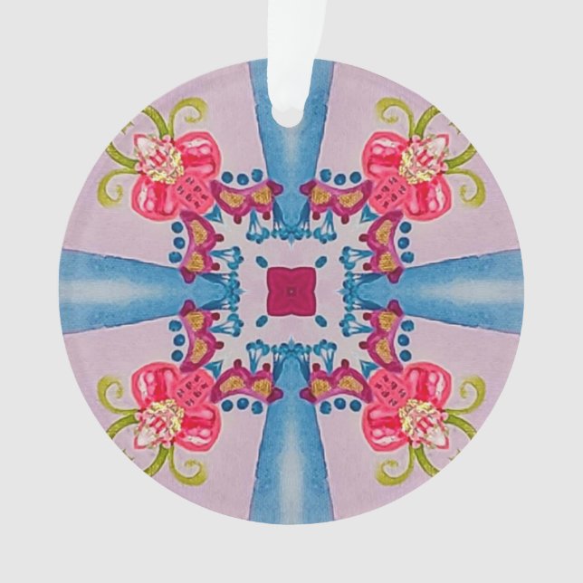 Abstract Floral Cross Acrylic Ornament (Front)