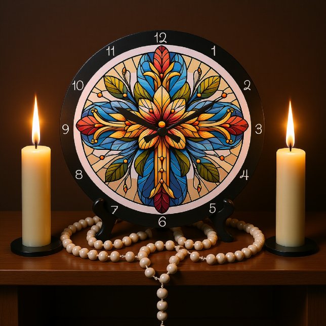 Abstract Floral Cross Large Clock (Creator Uploaded)