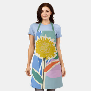 Abstract Floral Dandelion Colour Blocks Modern Apron