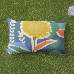 Abstract Floral Dandelion Colour Blocks Modern Lumbar Pillow