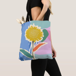 Abstract Floral Dandelion Colour Blocks Modern Tote Bag
