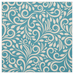 Abstract floral dark cyan pattern fabric