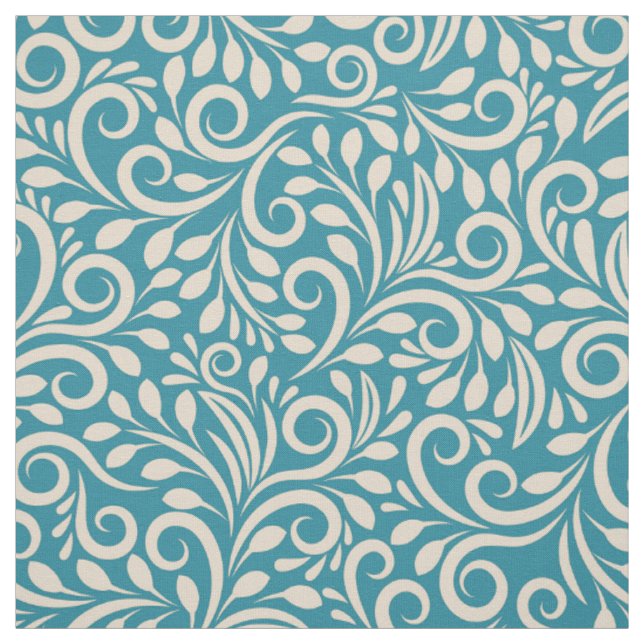 Abstract floral dark cyan pattern  fabric (Swatch)