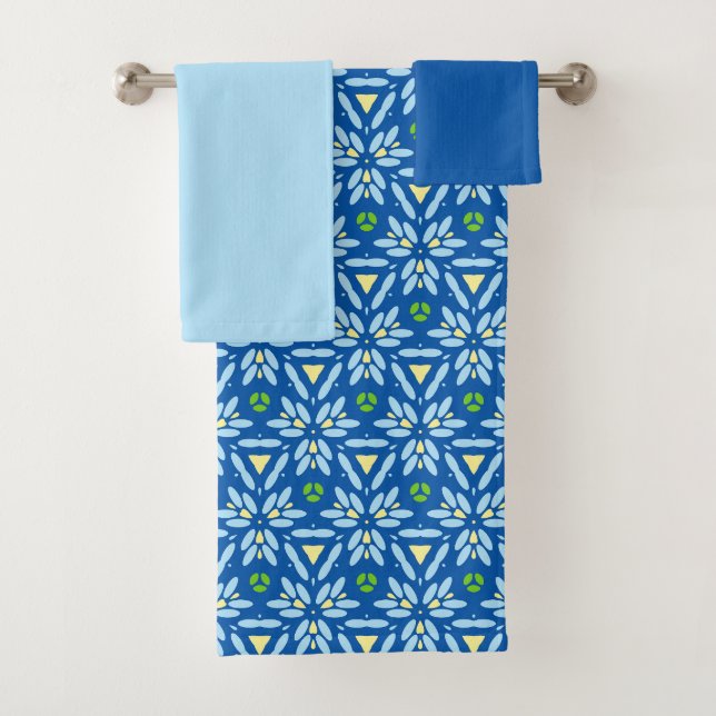 Abstract Floral Design Bath Towel Set (Insitu)