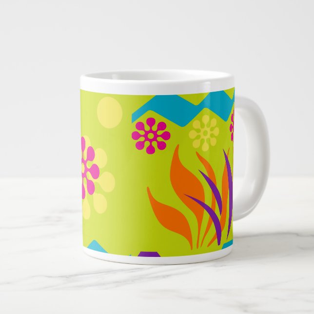 Abstract floral design jumbo coffee mug (Front Right)