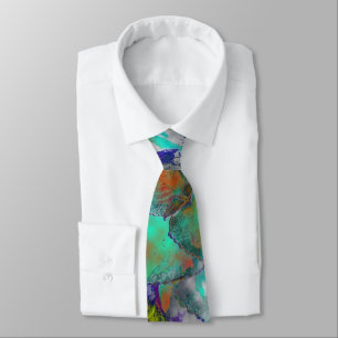 Abstract Floral Design/ Turquoise,Royal Blue/Rust  Tie