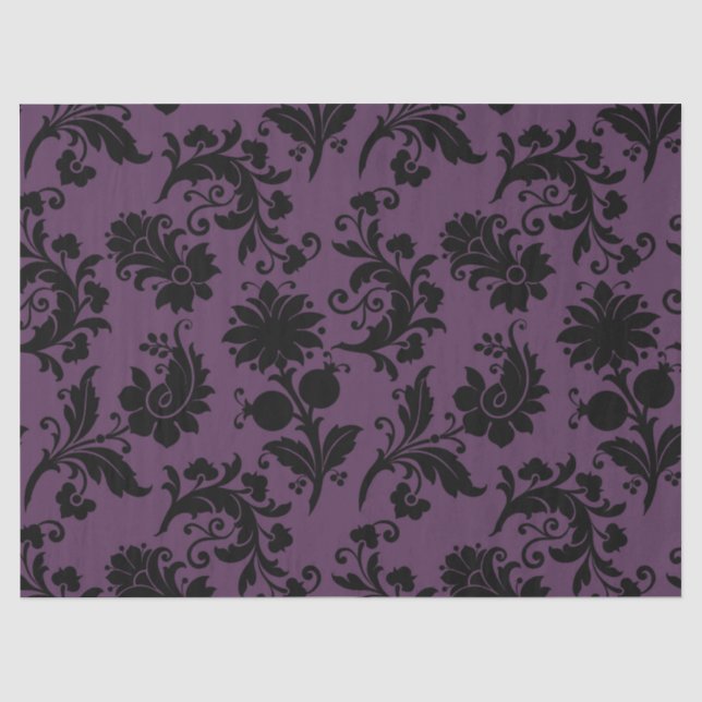 Abstract Floral Designs on Purple Decoupage Tissue Paper (Front)