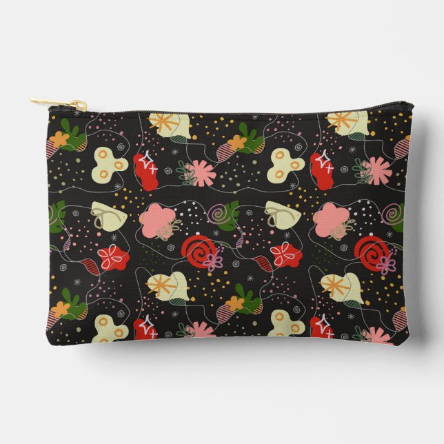 Abstract Floral Doodle Accessory Pouch (Front)