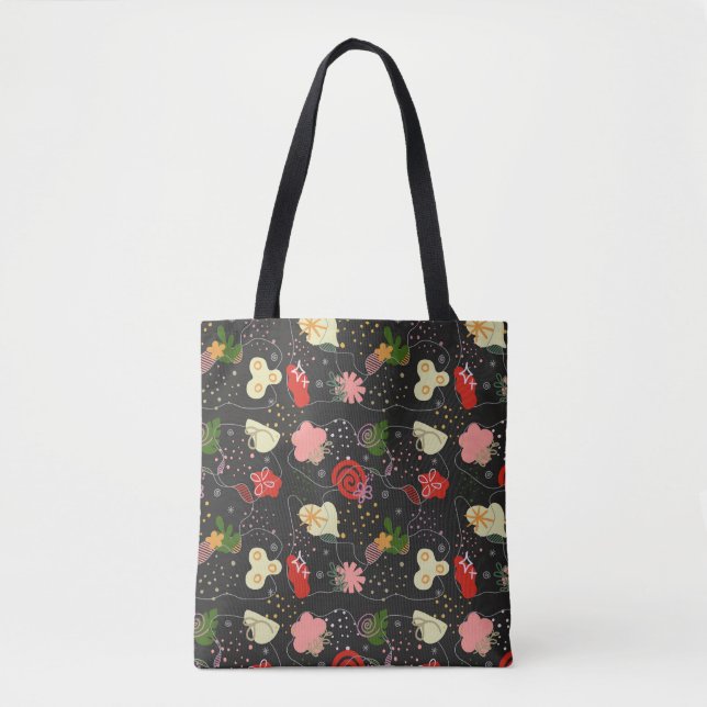 Abstract Floral Doodle Tote (Front)