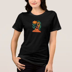 Abstract Floral Face Art T‑Shirt   Modern Minimali Tri-Blend Shirt