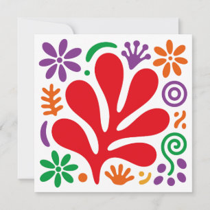 Abstract Floral Flat Card–Colorful Modern Folk Art