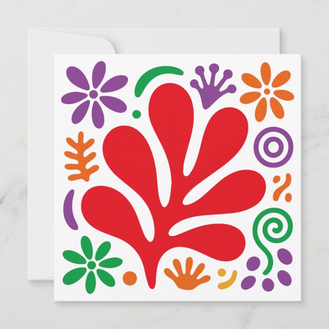 Abstract Floral Flat Card–Colorful Modern Folk Art (Front)
