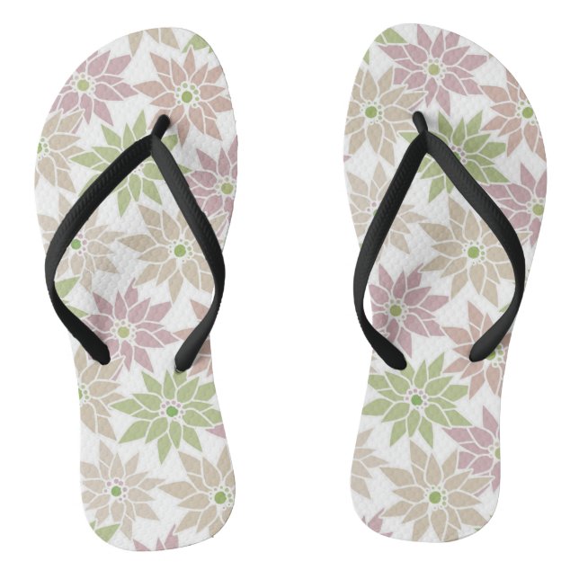 Abstract floral flowers romantic pattern cartoon r flip flops (Footbed)