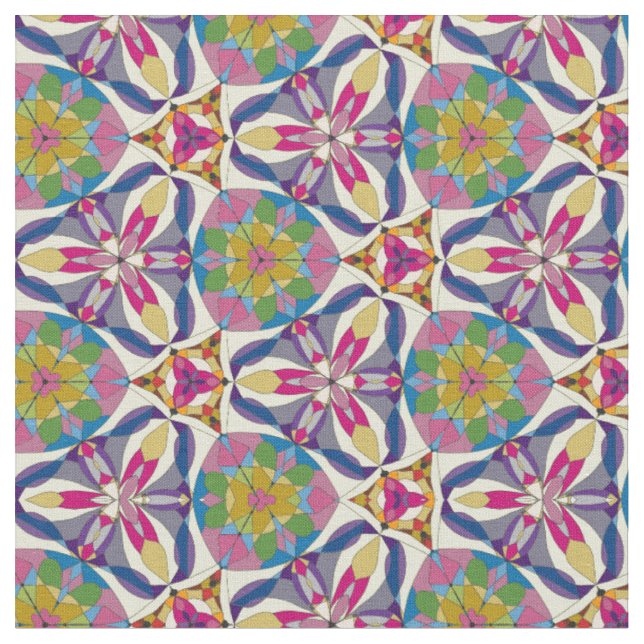Abstract Floral Geometry Fabric (Close Up)