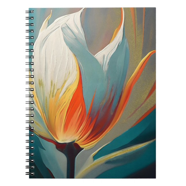 Abstract Floral Glow in Teal and Orange Notebook (Front)