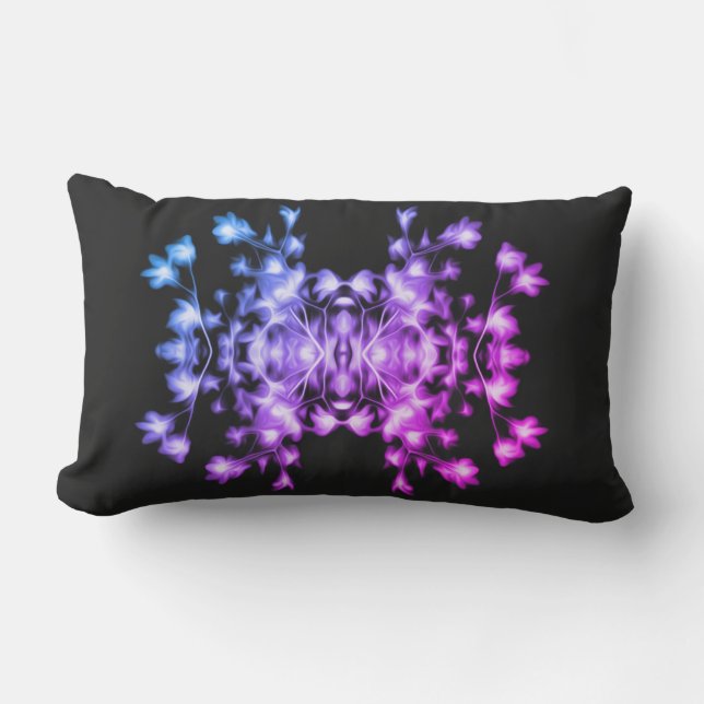 Abstract Floral Graphic Pattern Lumbar Pillow (Front)