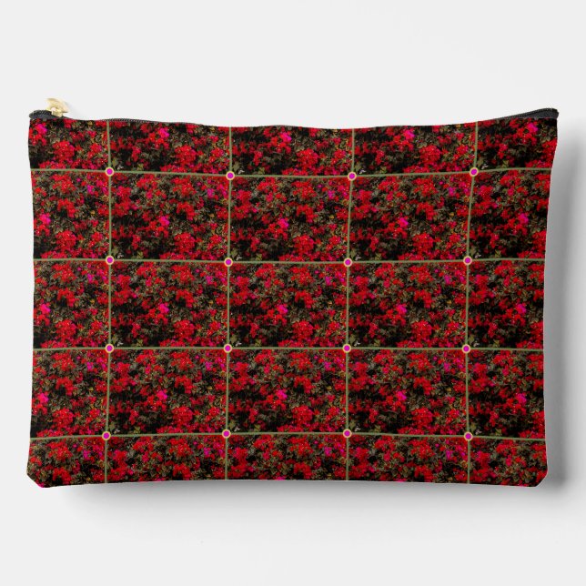 Abstract Floral Grid Pattern Accessory Pouch  (Front)