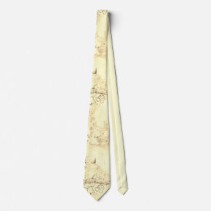 Abstract Floral Grunge Muted Ochre Colours Neck Ti Tie