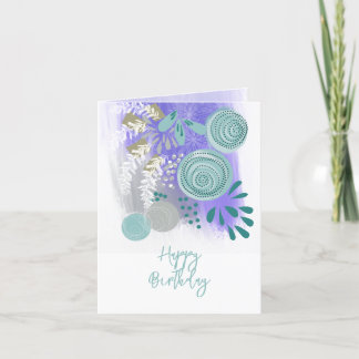 Abstract Floral Happy Birthday Greeting Card