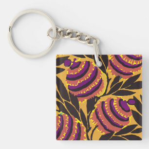 Abstract Floral Harmony Design Art Nouveau Keychain