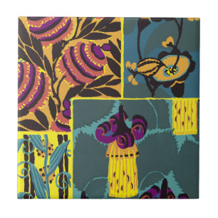 Abstract Floral Harmony Design Art Nouveau Tile