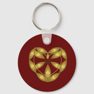 Abstract Floral Heart Keychain