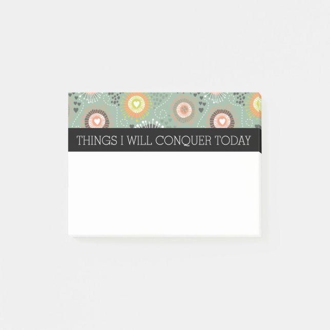 Abstract Floral & Hearts To Do List Post-it Notes (Front)