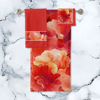 Abstract Floral Ignition Contrast Bath Towel Set