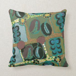 Abstract Floral in Teal Throw Pillow