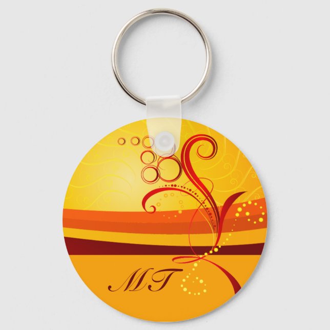 Abstract Floral Initial Keychain (Front)