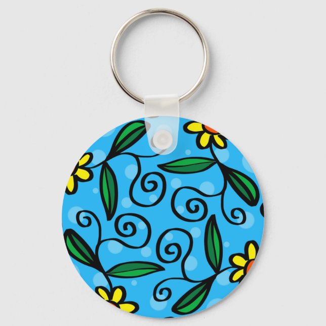 Abstract Floral Keychain (Front)