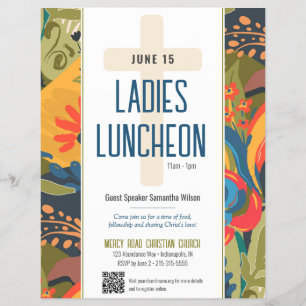Abstract Floral Ladies Church Luncheon Flyer