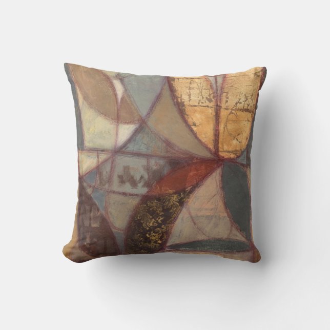 Abstract Floral Leaf Painting by Norman Wyatt Throw Pillow (Front)