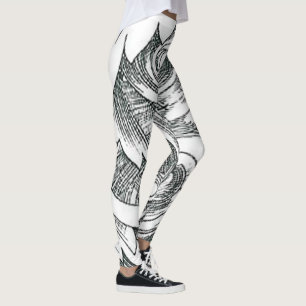Abstract Floral Line Art Leggings