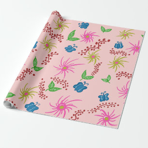 Abstract Floral Mandala Pattern Design red Wrapping Paper
