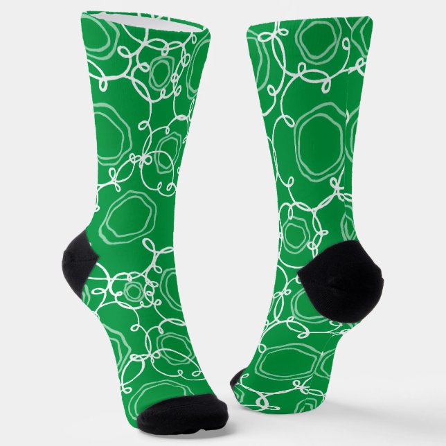 Abstract Floral Matrix (Green) Fine Art Socks (Angled)