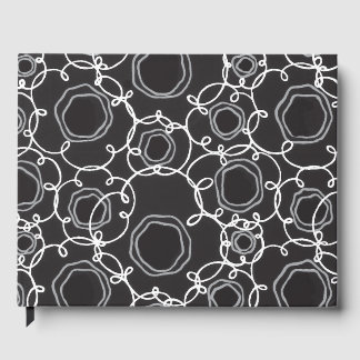ABSTRACT FLORAL MATRIX IN BLACK GUEST BOOK