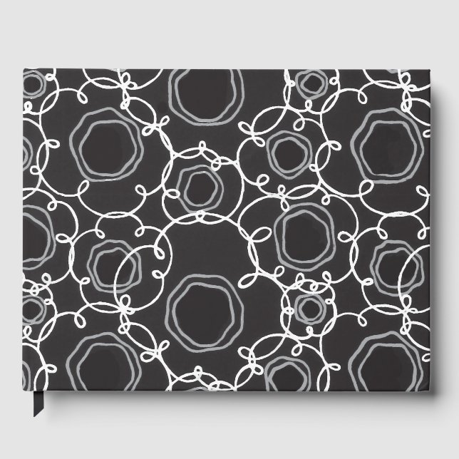 ABSTRACT FLORAL MATRIX IN BLACK GUEST BOOK (Front)