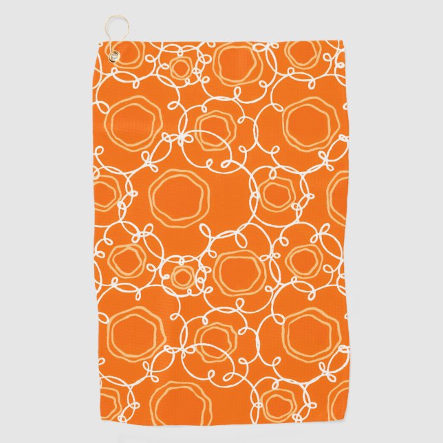 Abstract Floral Matrix (Orange) Fine Art Golf Towel (Front)