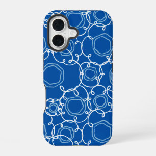 Abstract Floral Matrix (Royal Blue) Fine Art iPhone 16 Case