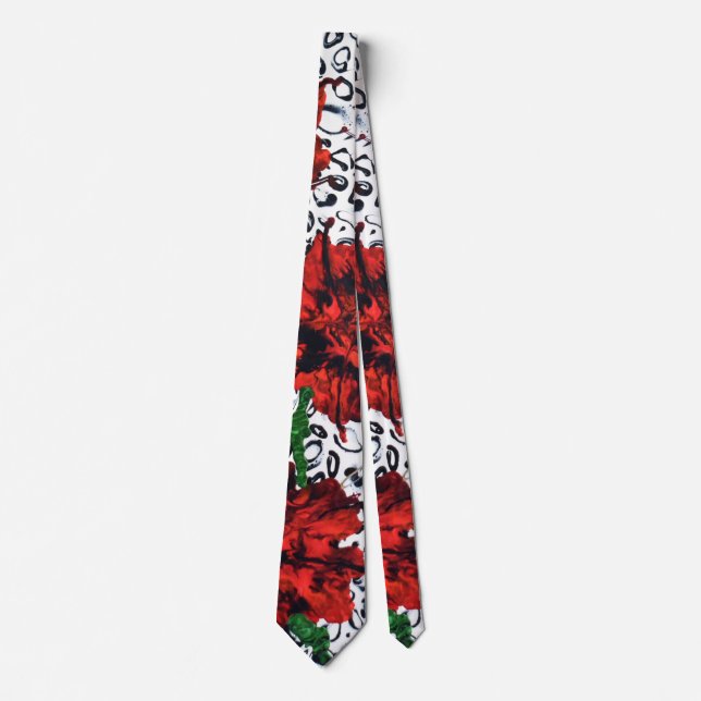 Abstract Floral Men's Tie Silver (Front)